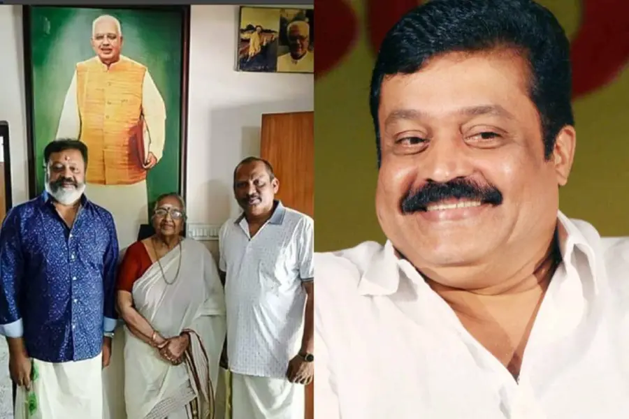 Actor Suresh Gopi visits former CM EK Nayanar’s wife Sarada at their residence