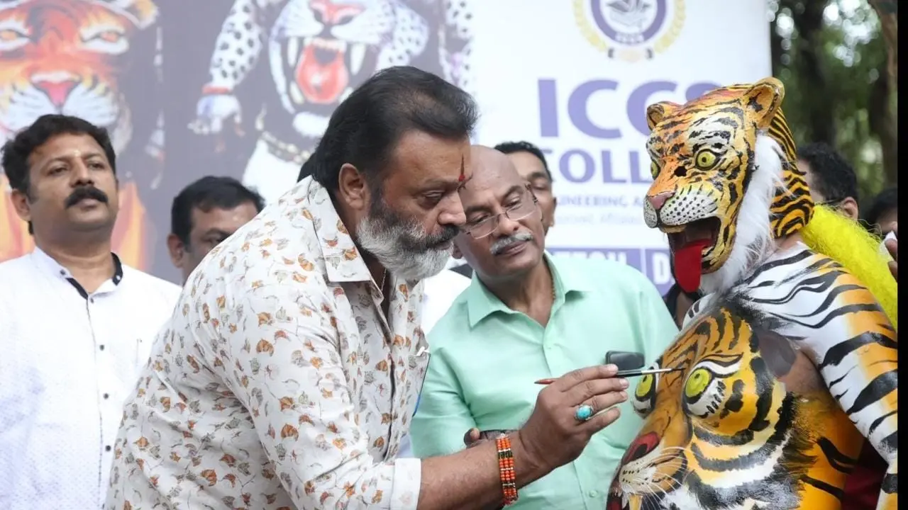 Suresh Gopi painting the tiger's eye | Photo: Special arrangement