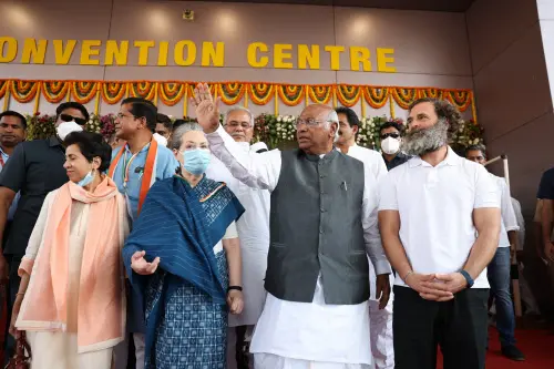 President Mallikarjun Kharge with party leaders Sonia Gandhi, Rahul Gandhi, K.C. Venugopal | PTI