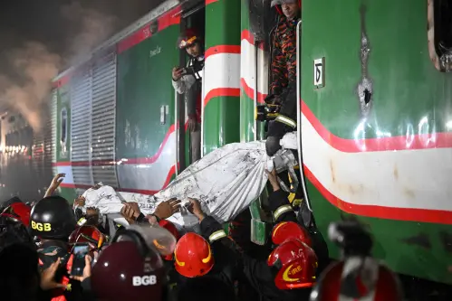 Atleast four killed, many injured in Bangladesh train fire