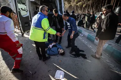 Iran says at least 103 people killed, 141 wounded in blasts at ceremony honouring slain general