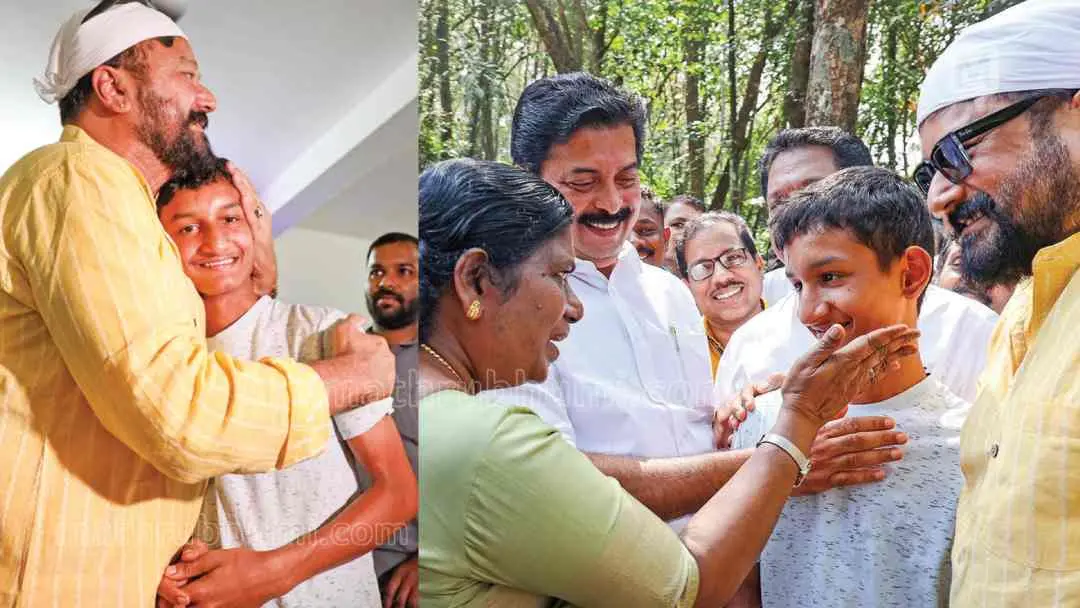 Actor Jayarm and Minister J Chinchu Rani with Mathew,