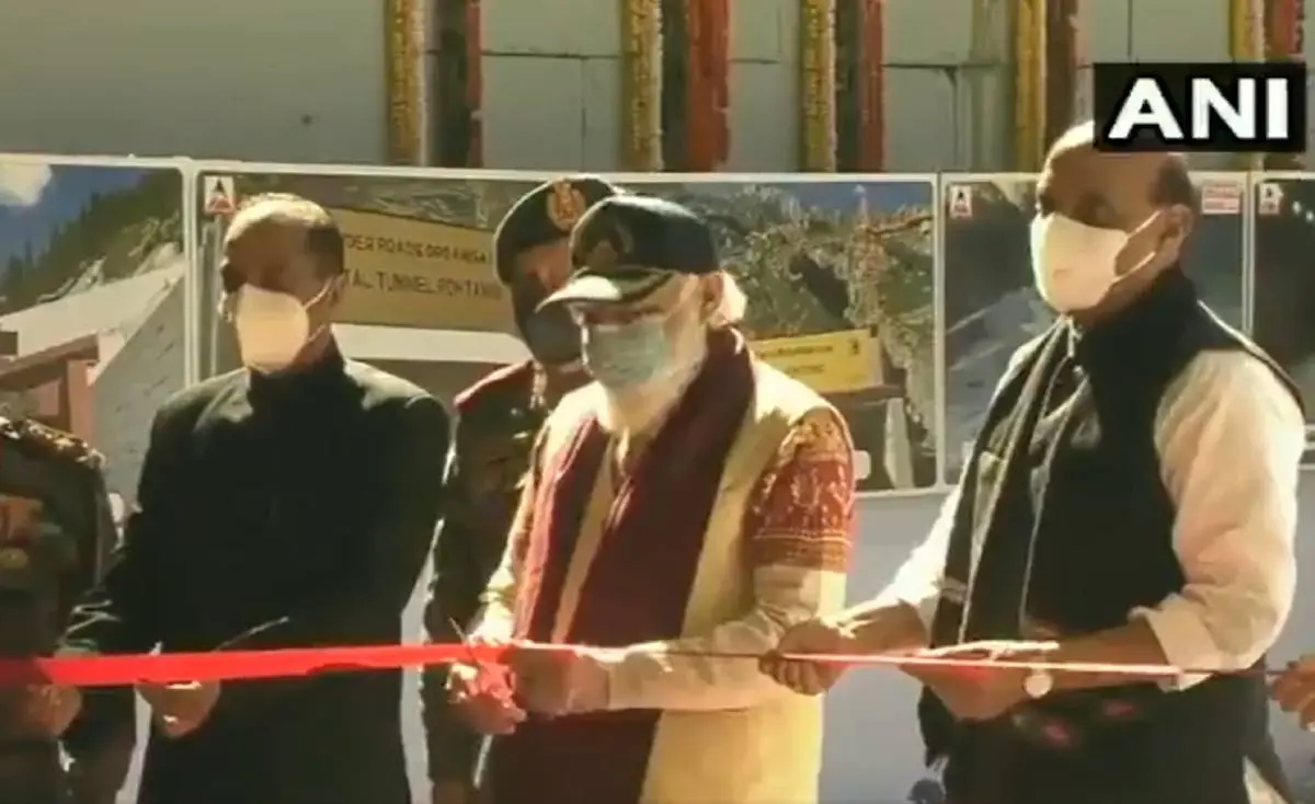 PM Modi inaugurating Atal highway tunnel | Photo: ANI