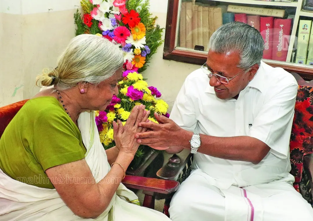 Chief minister Pinarayi Vijayan wishes Sugathakumari on her 84th birthday (file pic)