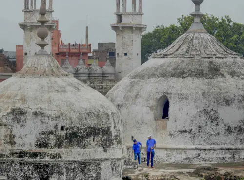 Varanasi: In this Aug. 8, 2023 file photo, archaeological Survey of India (ASI) team members during scientific survey at the Gyanvapi mosque complex, in Varanasi. The ASI on Monday submitted a survey report in a sealed cover on the mosque complex in the district court, which scheduled the next hearing for December 21. (PTI Photo)