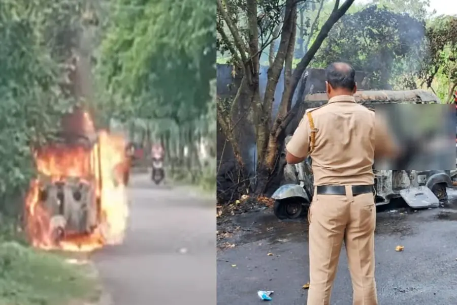 Charred body of man found inside burnt auto-rickshaw in Thrissur