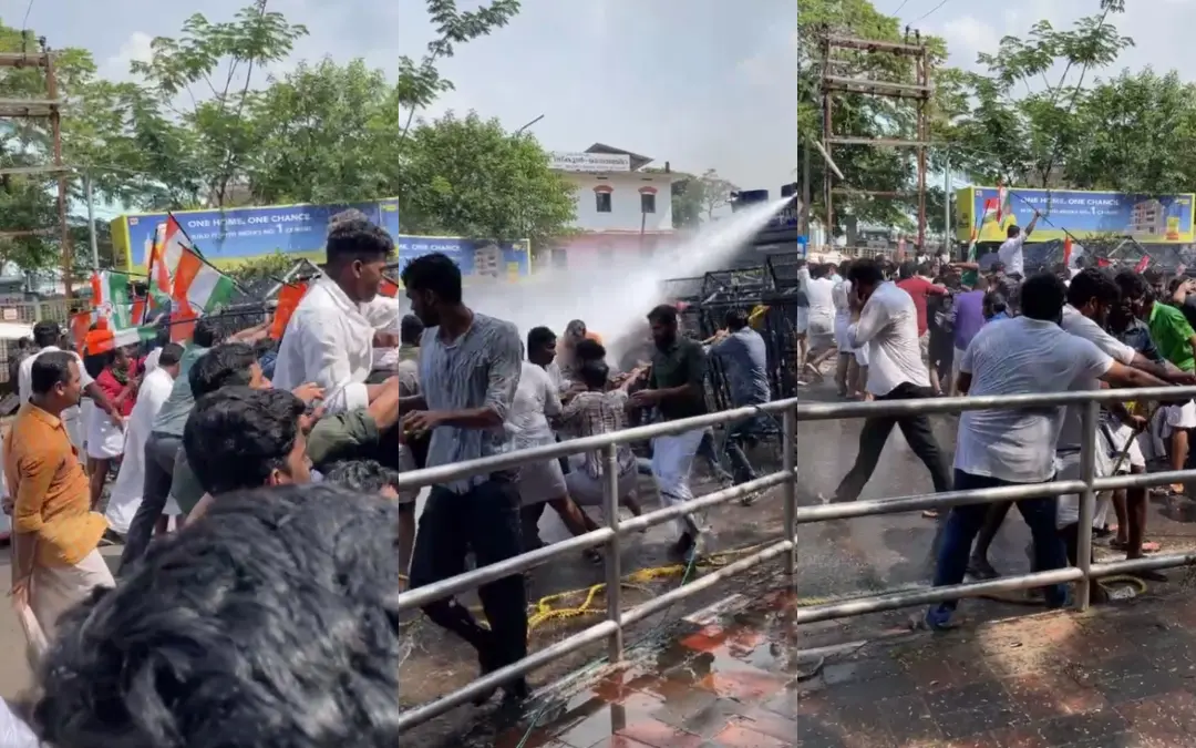Youth Congress march turns violent in Kozhikode. | Photo: mathrubhumi.com