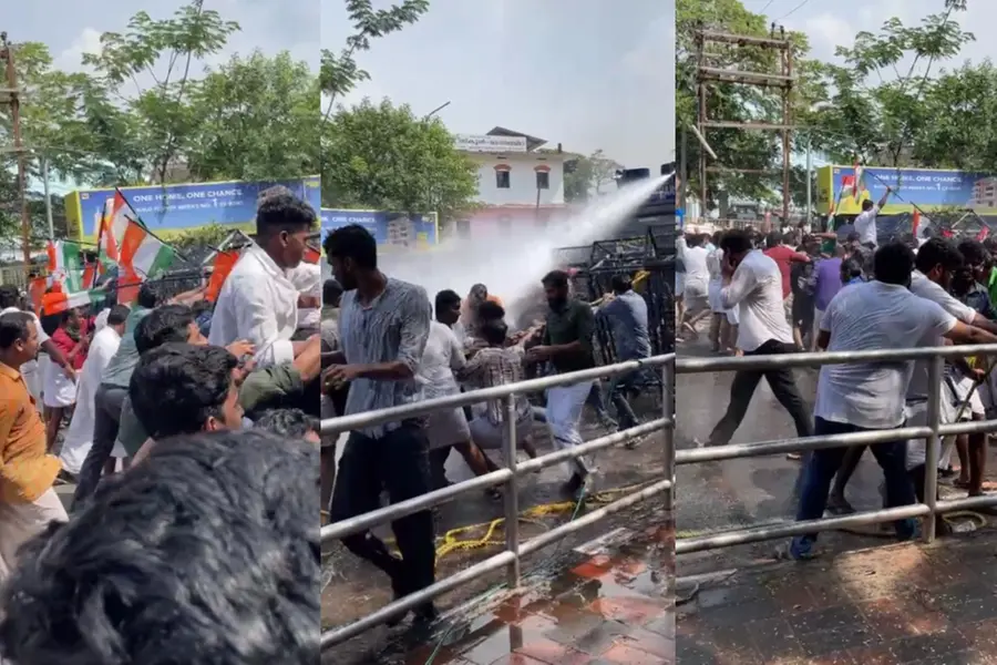 Youth Congress march turns violent in Kozhikode, police resort to water cannon, tear gas
