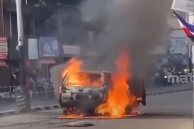 Narrow escape: Driver jumps out of moving van after it catches fire in TVM