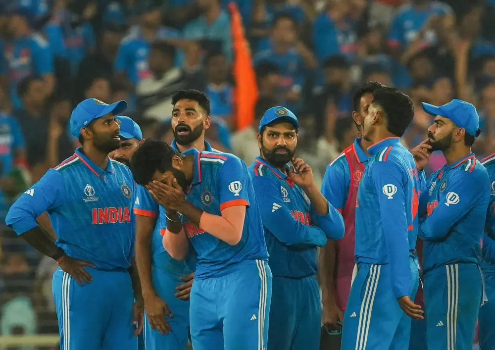 Jasprit Bumrah, Mohammed Siraj, Rohit Sharma and other players at the end of the match | PTI