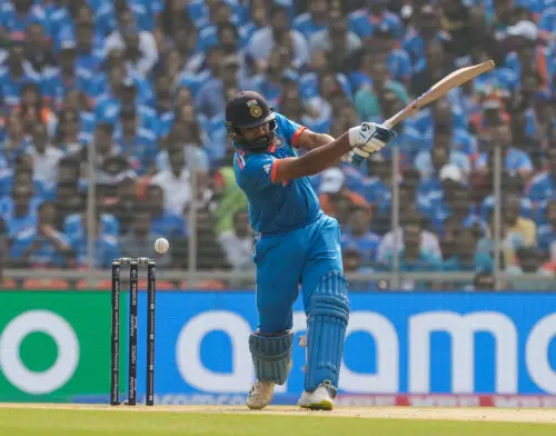 Ahmedabad: India's Rohit Sharma plays a shot during the ICC Men's Cricket World Cup 2023 final match between India and Australia, at the Narendra Modi Stadium, in Ahmedabad, Sunday, Nov. 19, 2023. Photo: PTI