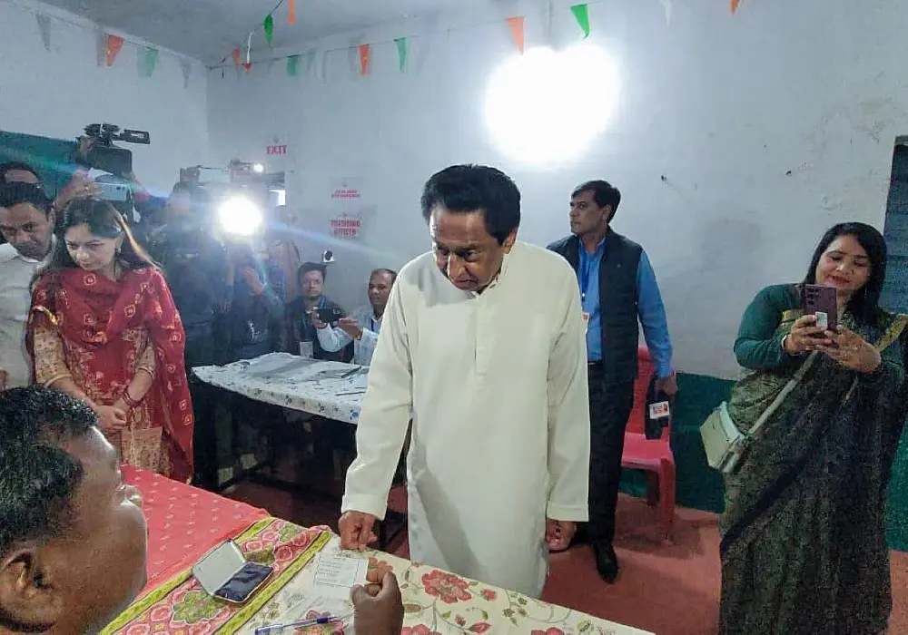 Madhya Pradesh Congress State President Kamal Nath goes through an election procedure to cast his vote | ANI