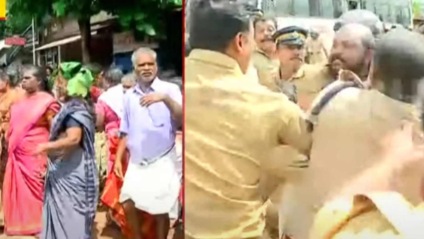 Protesting residents being taken into custody by police at Palamel. (Screengrab: Mathrubhumi News)