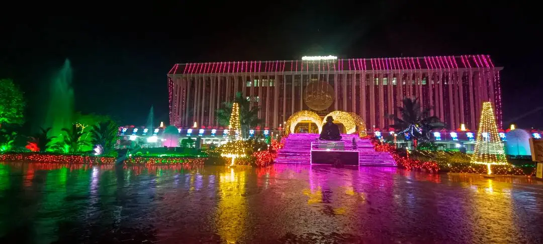 Kerala Legislative Assembly building illuminated with lights ahead of 'Keraleeyam 2023'