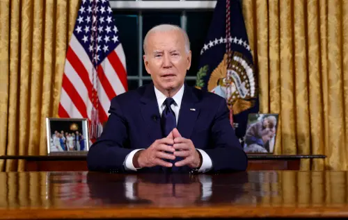 US President Joe Biden addresses the nation on the conflict between Israel and Gaza and the Russian invasion of Ukraine from the Oval Office of the White House in Washington, DC, on October 19, 2023. Photo: AFP