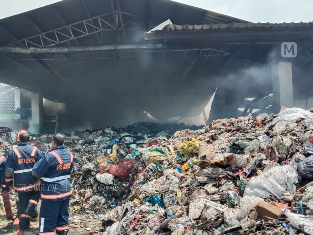 Fire broke out at waste treatment plant in Kozhikode.  | Photo: P Pradeep Kumar