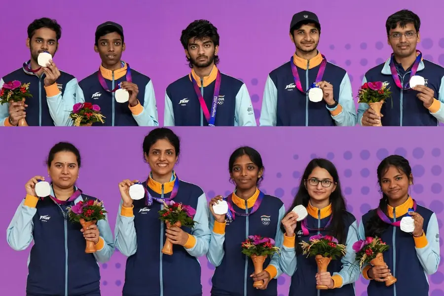 Indian men and women's chess teams clinch silver medals