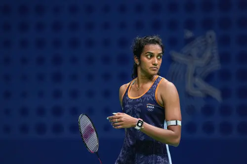 Hangzhou: India's PV Sindhu reacts after losing the Women's Singles quarterfinal badminton match against China's He Bingjiao at the 19th Asian Games, in Hangzhou, China, Thursday, Oct. 5, 2023. (PTI Photo)