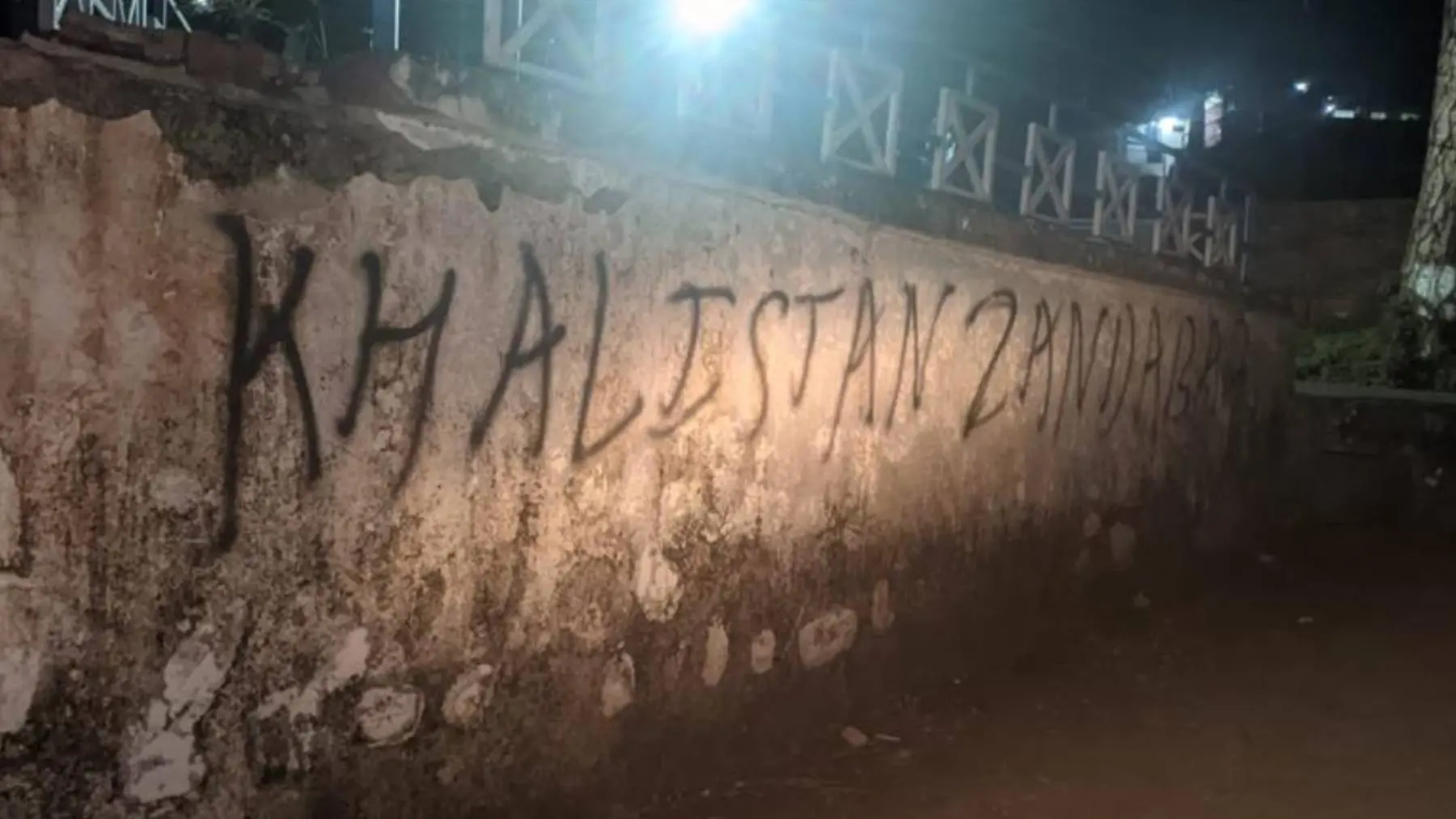 Pro-Khalistan slogan scribbled on building wall in Dharamsala. Photo: X