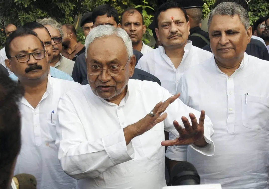 Chief Minister Nitish Kumar speaks with the media regarding the caste-based census report in Patna | Photo: PTI