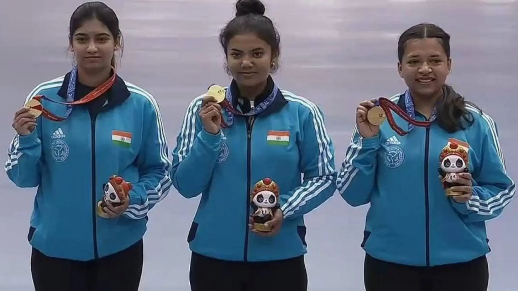 The trio of Ashi Chouksey, Manini Koushik and Sift Kaur Samra shot a total of 1764 points in the qualification to finish second on the podium. Source: X