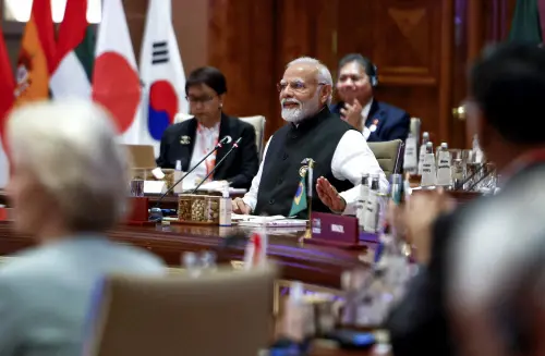 Indian Prime Minister Narendra Modi gestures as he attends 'Session II: One Family' at the G20 summit in New Delhi, India, Sept. 9, 2023 | Photo: PTI