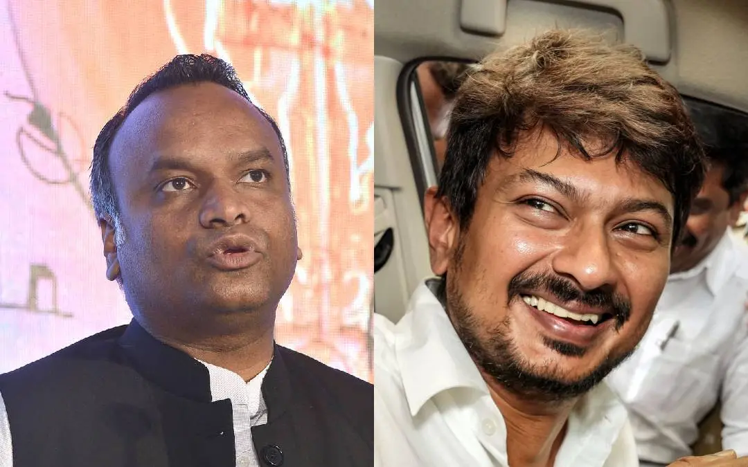 Priyank Kharge and Udhayanidhi Stalin | Photos: pics4news, PTI