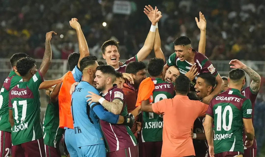 Mohun Bagan Super Giant players celebrate after winning the 132nd Durand Cup | Photo: PTI