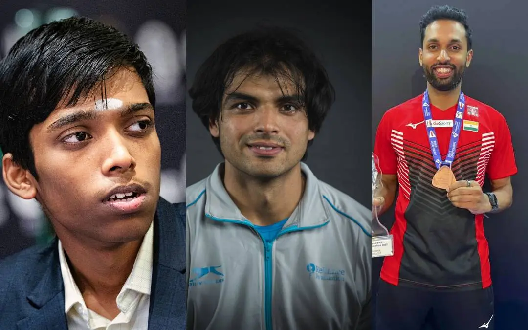 R Praggnanandhaa, Neeraj Chopra, H S Prannoy | Photos: AFP and PTI