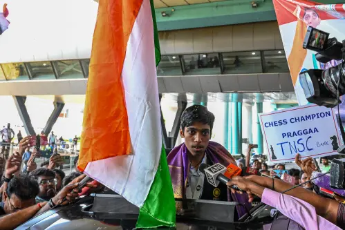 Chess World Cup silver medallist Praggnanandhaa returns to rousing welcome in Chennai