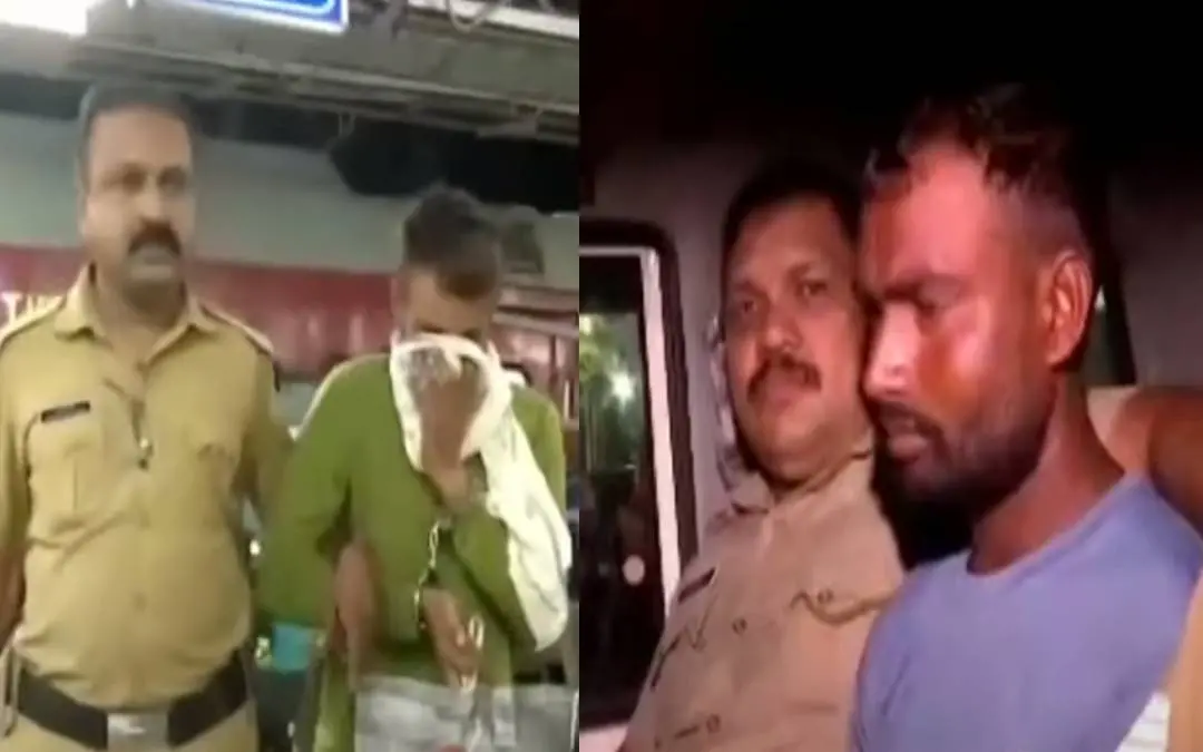 അറസ്റ്റിലായ പ്രതികളെ തിരുവനന്തപുരത്ത് എത്തിച്ചപ്പോള്‍ | Screengrab: Mathrubhumi News
