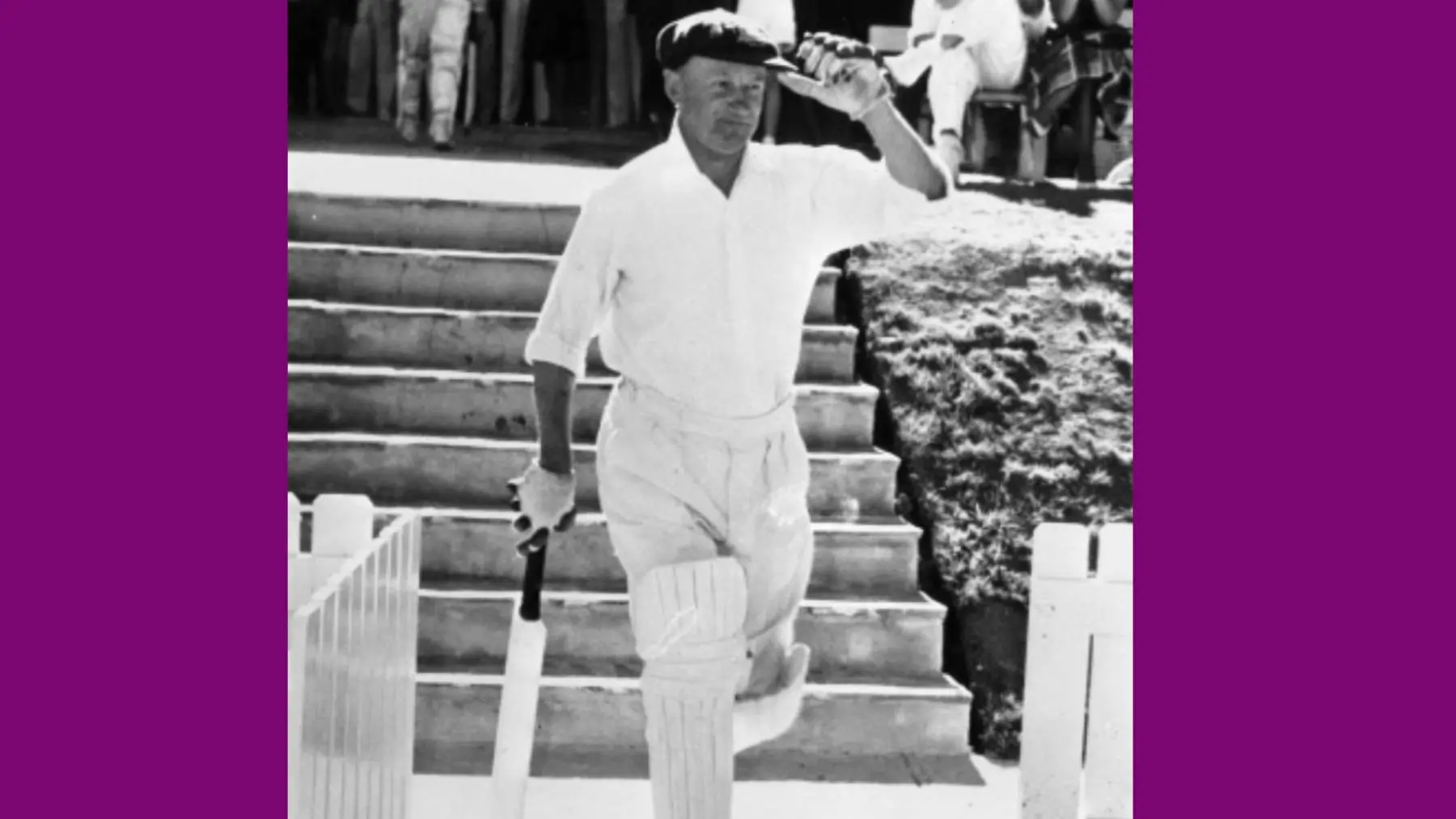 9th February 1963: Australian cricketer Don Bradman, statistically the greatest batsman ever, strolls onto the pitch to bat at Canberra, where the MCC are playing the Prime Minister's XI. Sir Donald Bradman (1908 - 2001) was the first cricketer to be knighted in 1949 for his services to cricket. (Photo by Keystone/Getty Images)