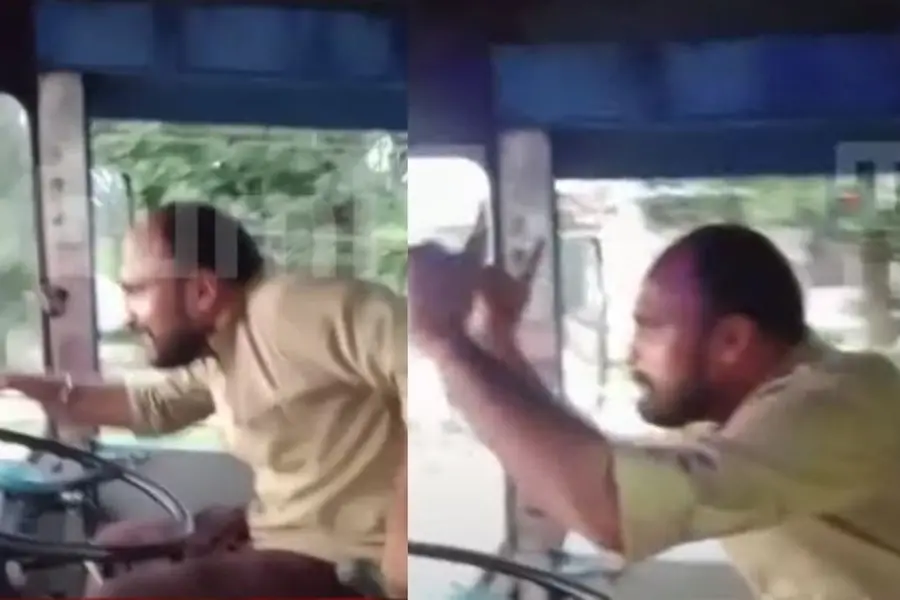 പാട്ടിന് താളംപിടിച്ച് ഇരുകൈയും വിട്ട് അലക്ഷ്യമായി ബസ് ഓടിച്ചു, വീഡിയോ വൈറല്; ഡ്രൈവര് കസ്റ്റഡിയില്