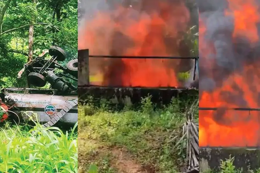 Malappuram: Tanker accident causes diesel spillage, water well ignites upon switching on motor pump