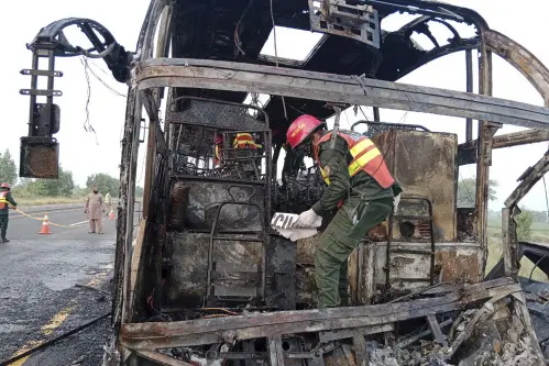 18 people killed as bus catches fire in Pakistan's Punjab province ...