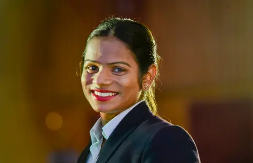 New Delhi: In this file photo dated Sept. 4, 2018, Asian Games Silver Medalist Dutee Chand attends the Asian Games winner felicitation ceremony, in New Delhi. Dutee Chand has been banned for four years for failing in twin out-of-competition dope tests for selective androgen receptor modulators (SARMs). (PTI Photo)