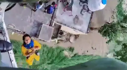 Rescue operation underway in flood affected areas of Himachal Pradesh by IAF helicopters | Photo: ANI