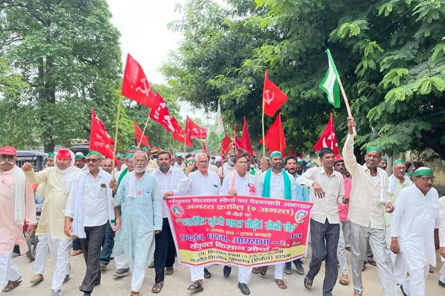 Farmers, workers take part in protest against Centre's 'pro-corporate policies'