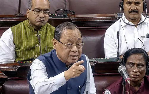 Rajya Sabha MP and former CJI Ranjan Gogoi speaks in the House on The Government of National Capital Territory of Delhi (Amendment) Bill, 2023, during the ongoing Monsoon Session of Parliament, in New Delhi on Monday | Photo : ANI/Sansad TV