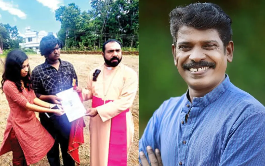 Bishop Noble Philip hands over land documents to Sudhi's family, Kollam Sudhi | Photo: Mathrubhumi, www.facebook.com/kollamsudhiofficial