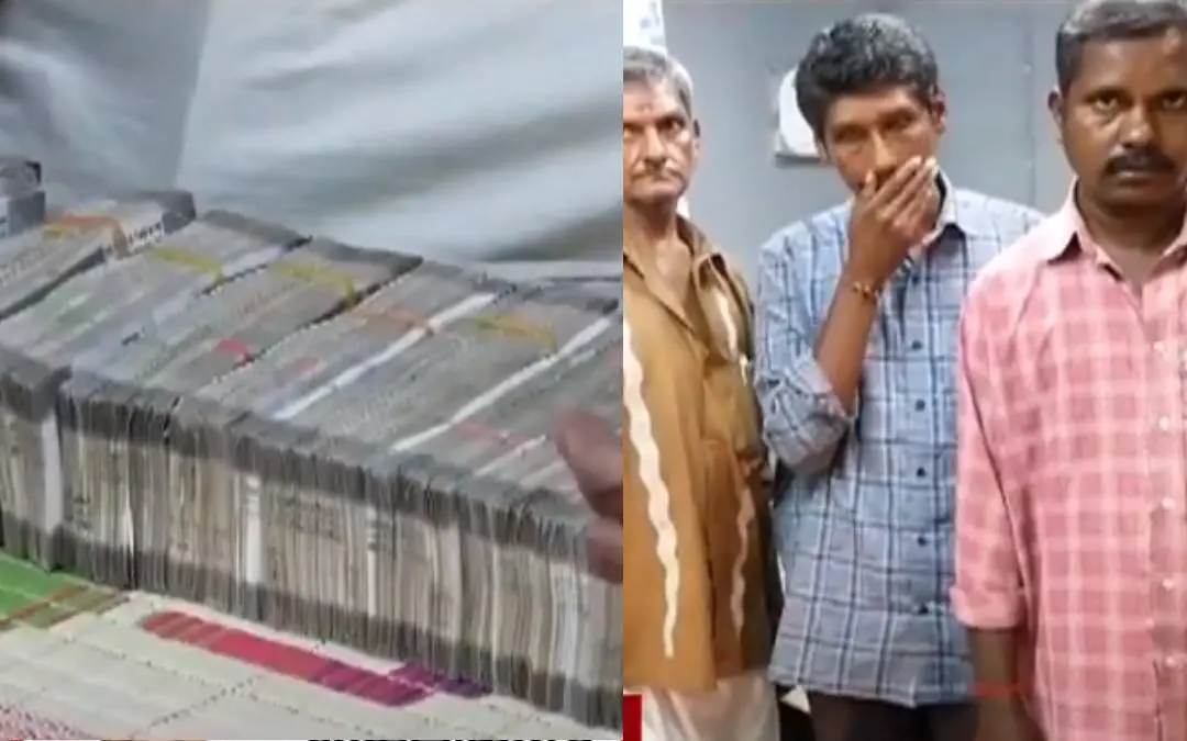 The money recovered by the poilice.  | Photo: Screengrab/Mathrubhumi News