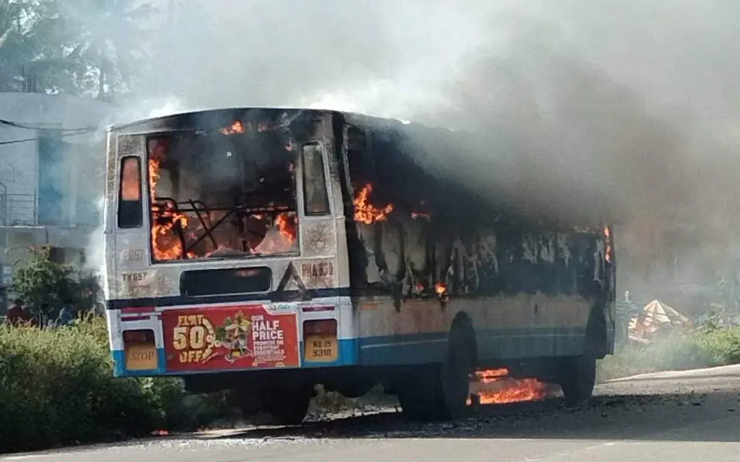 The burning KSRTC bus