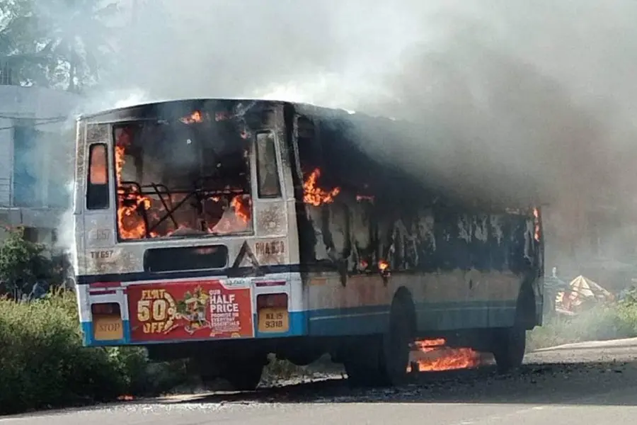 KSRTC bus catches fire in TVM, no casualty