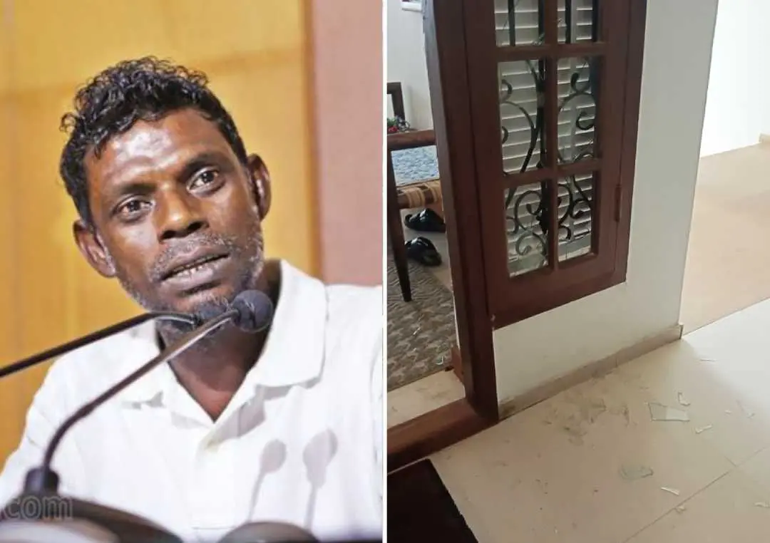 Vinayakan, Window glass broken at Vinayakan's apartment in Kochi