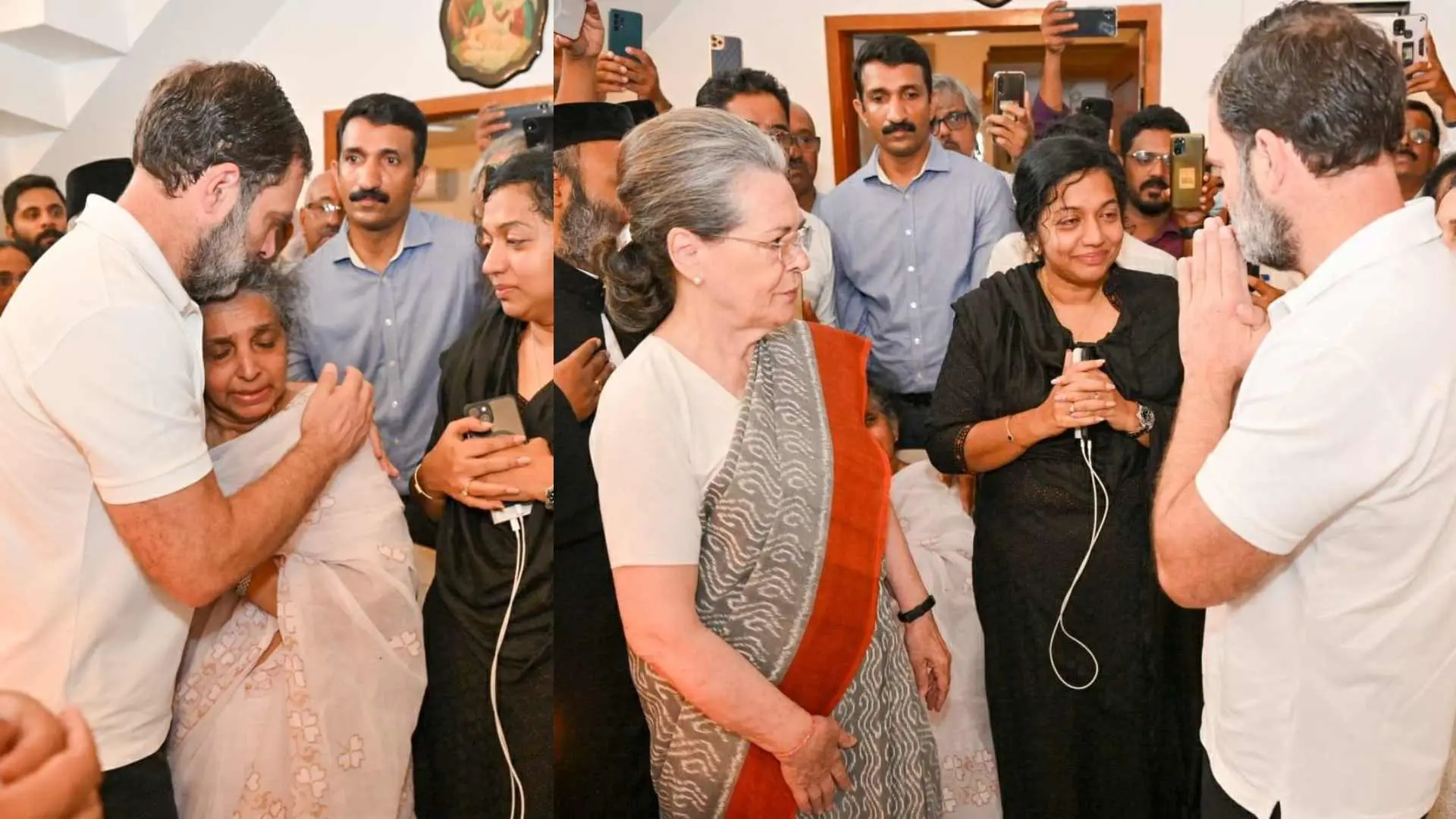Rahul Gandhi, Sonia Gandhi pay homage to Oommen Chandy | Photo: ANI