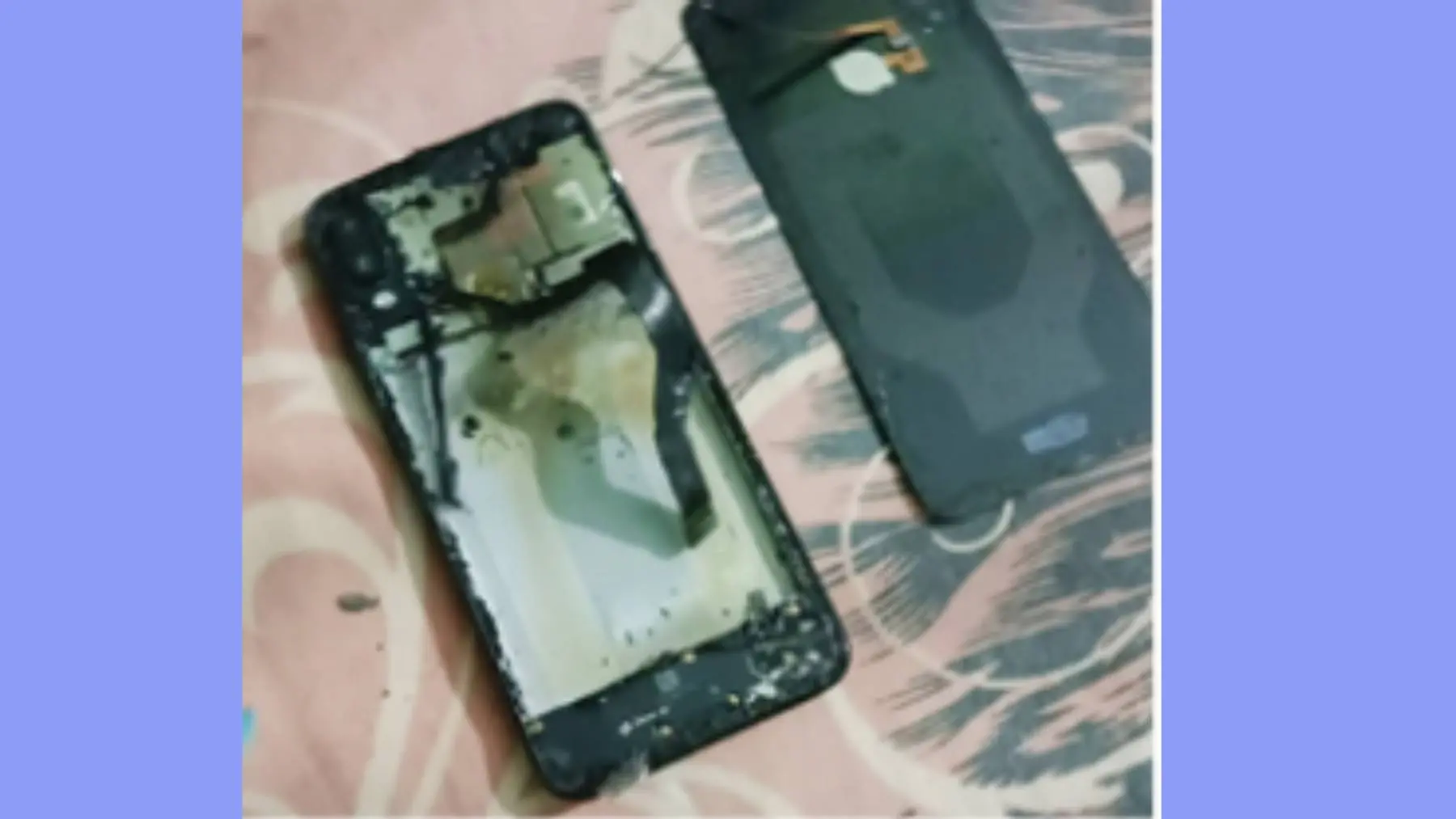 The mobile phone that exploded.