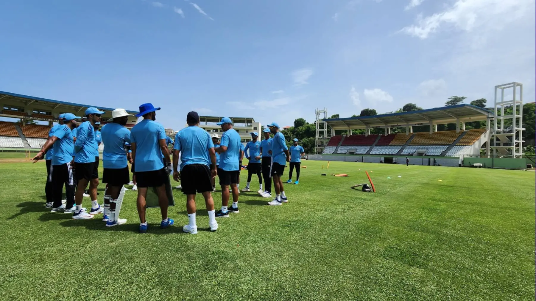 Indian players at training session in Dominica. Source: BCCI/Twitter
