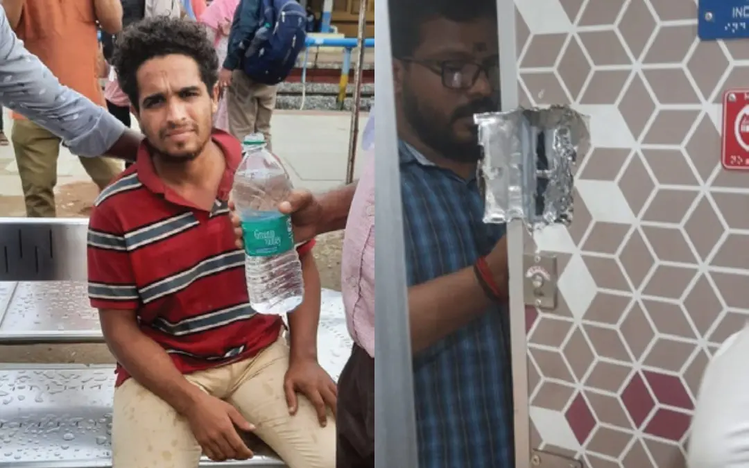 Charan who locked himself up inside lavatory of Vande Bharat train.
