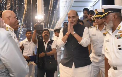 Kochi: Chief of the Naval Chief (CNS) Admiral R Harikumar arrives at INS Jamuna during his visit to hydro ships at SNC Naval Jetty on the occasion of World Hydrography Day, in Kochi, Tuesday night, June 20, 2023. (PTI Photo)