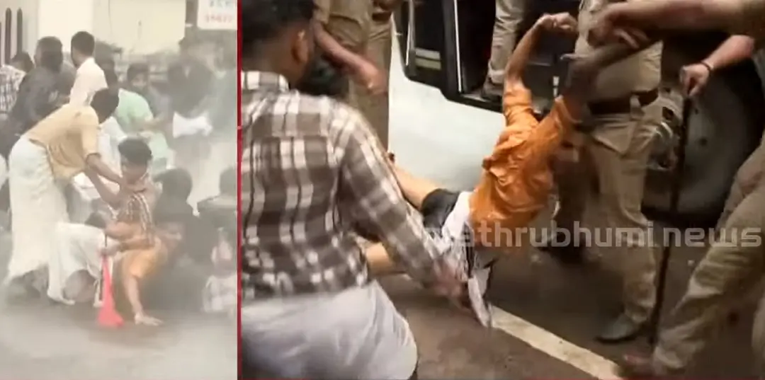Visuals of protest march | Photo: Screengrab of Mathrubhumi News